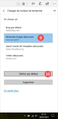 moteur de recherche par defaut