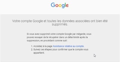 compte gmail supprimé